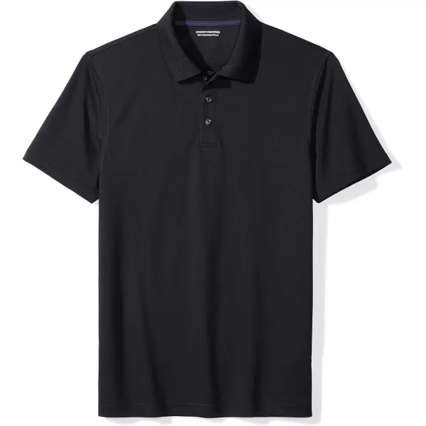 Amazon Essentials Mens SlimFit QuickDry Golf Polo ShirtRecycled Polyester Black