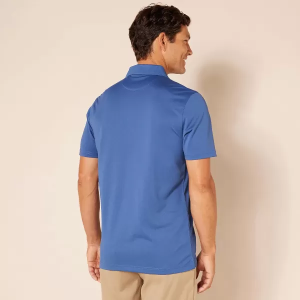 Amazon Essentials Mens SlimFit QuickDry Golf Polo ShirtRecycled Polyester Blue