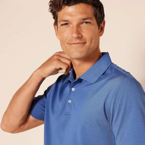 Amazon Essentials Mens SlimFit QuickDry Golf Polo ShirtRecycled Polyester Blue