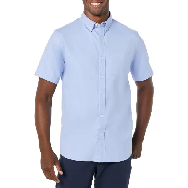 Amazon Essentials Mens SlimFit Short Sleeve Stretch Oxford Shirt with PocketPowder Blue