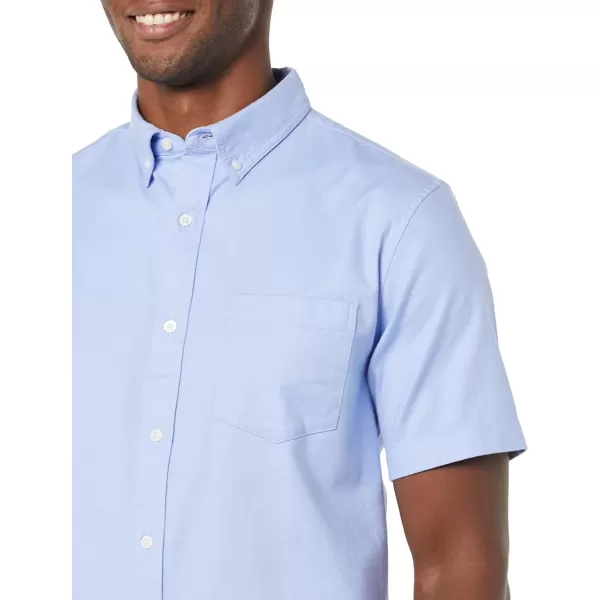 Amazon Essentials Mens SlimFit Short Sleeve Stretch Oxford Shirt with PocketPowder Blue