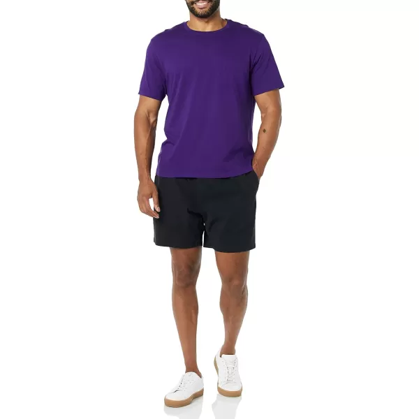 Amazon Essentials Mens SlimFit ShortSleeve Crewneck Pocket TShirt Pack of 2BlackDark Purple Pocket