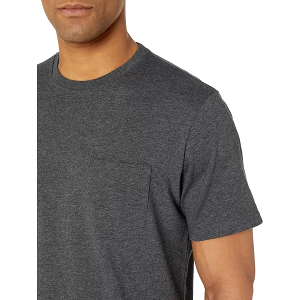 Amazon Essentials Mens SlimFit ShortSleeve Crewneck Pocket TShirt Pack of 2BlueCharcoal Heather