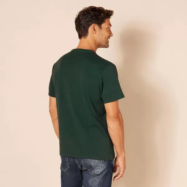 Amazon Essentials Mens SlimFit ShortSleeve Crewneck Pocket TShirt Pack of 2Dark Green