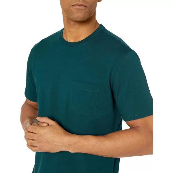 Amazon Essentials Mens SlimFit ShortSleeve Crewneck Pocket TShirt Pack of 2Dark GreenDark Navy