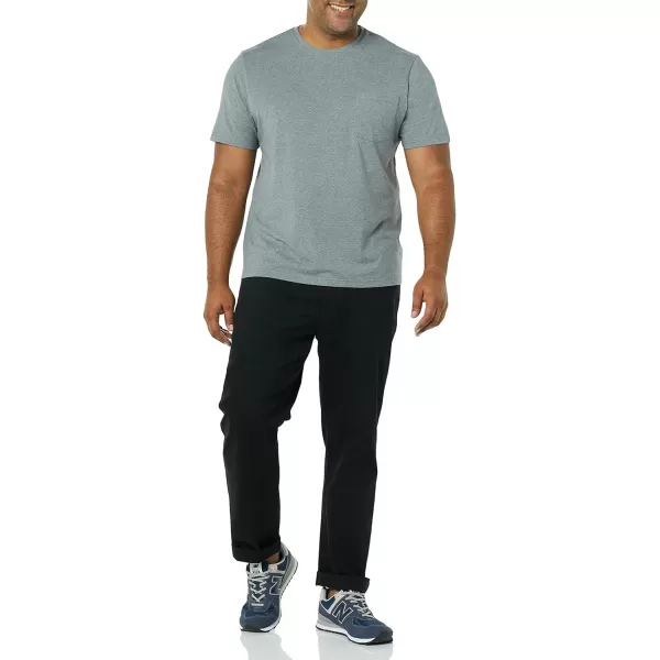 Amazon Essentials Mens SlimFit ShortSleeve Crewneck Pocket TShirt Pack of 2Grey Heather Cactus Pocket