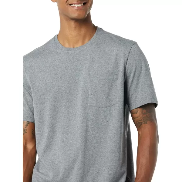 Amazon Essentials Mens SlimFit ShortSleeve Crewneck Pocket TShirt Pack of 2Grey Heather Pocket