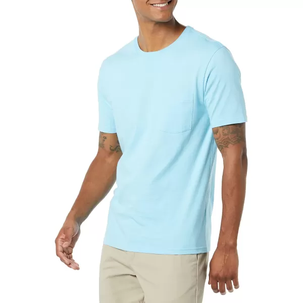 Amazon Essentials Mens SlimFit ShortSleeve Crewneck Pocket TShirt Pack of 2Light Blue Pocket