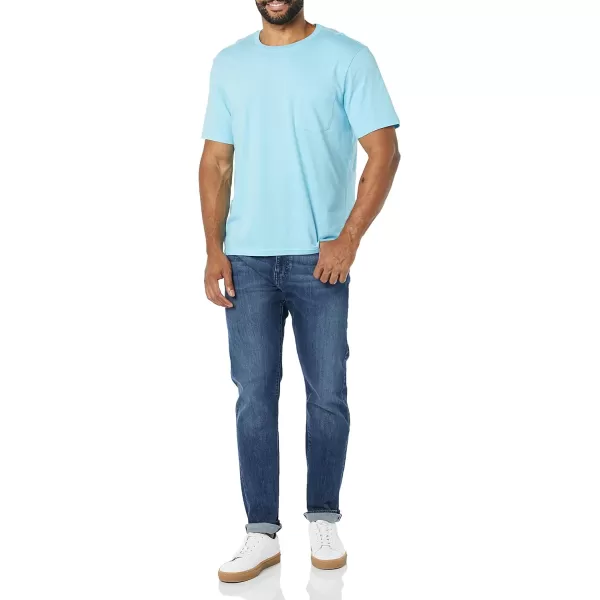 Amazon Essentials Mens SlimFit ShortSleeve Crewneck Pocket TShirt Pack of 2Light Blue Pocket