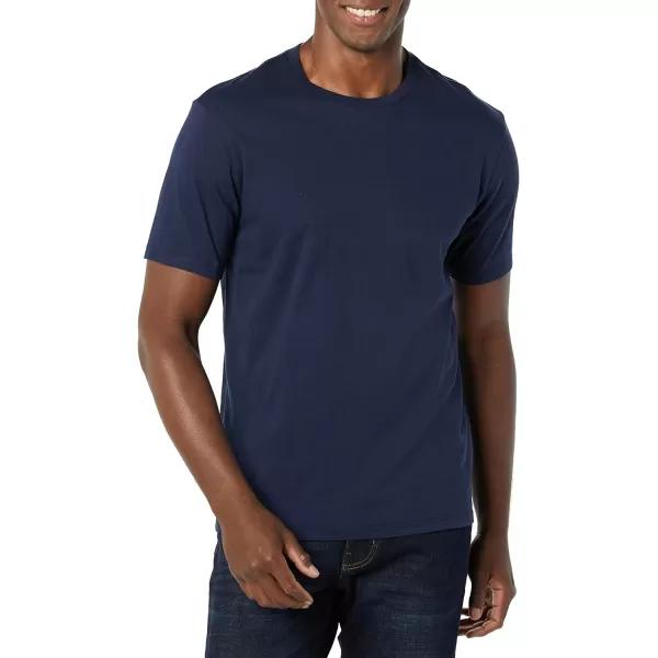 Amazon Essentials Mens SlimFit ShortSleeve Crewneck Pocket TShirt Pack of 2NavyDark Blue