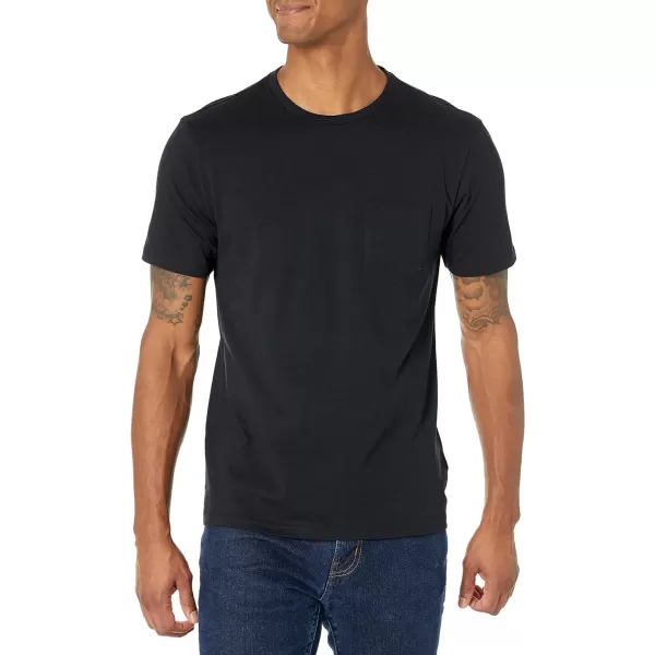 Amazon Essentials Mens SlimFit ShortSleeve Crewneck Pocket TShirt Pack of 2Washed Black