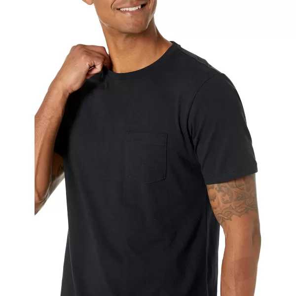 Amazon Essentials Mens SlimFit ShortSleeve Crewneck Pocket TShirt Pack of 2Washed Black
