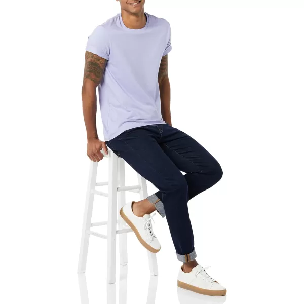 Amazon Essentials Mens SlimFit ShortSleeve Crewneck Pocket TShirt Pack of 2Washed BlueLavender