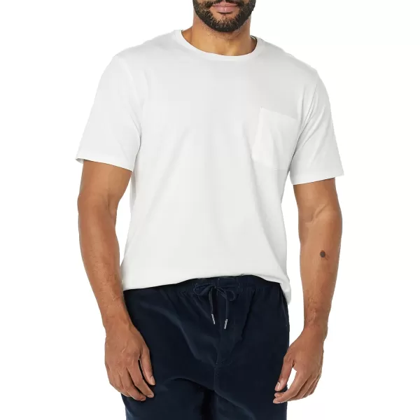Amazon Essentials Mens SlimFit ShortSleeve Crewneck Pocket TShirt Pack of 2White Pocket