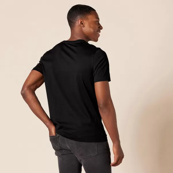 Amazon Essentials Mens SlimFit ShortSleeve Jersey Henley Pack of 2Black