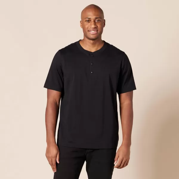 Amazon Essentials Mens SlimFit ShortSleeve Jersey Henley Pack of 2Black