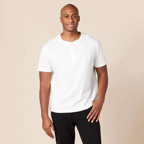 Amazon Essentials Mens SlimFit ShortSleeve Jersey Henley Pack of 2White