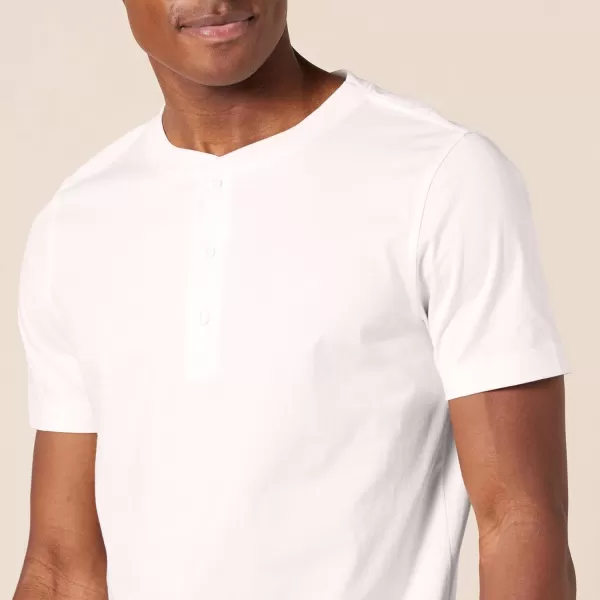 Amazon Essentials Mens SlimFit ShortSleeve Jersey Henley Pack of 2White