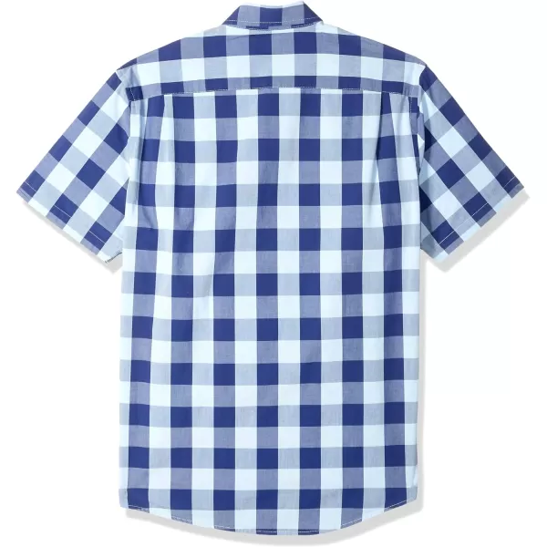 Amazon Essentials Mens SlimFit ShortSleeve Poplin ShirtBlue Buffalo Check