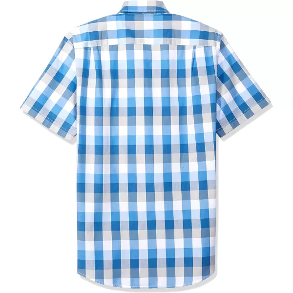 Amazon Essentials Mens SlimFit ShortSleeve Poplin ShirtBlue Check Plaid