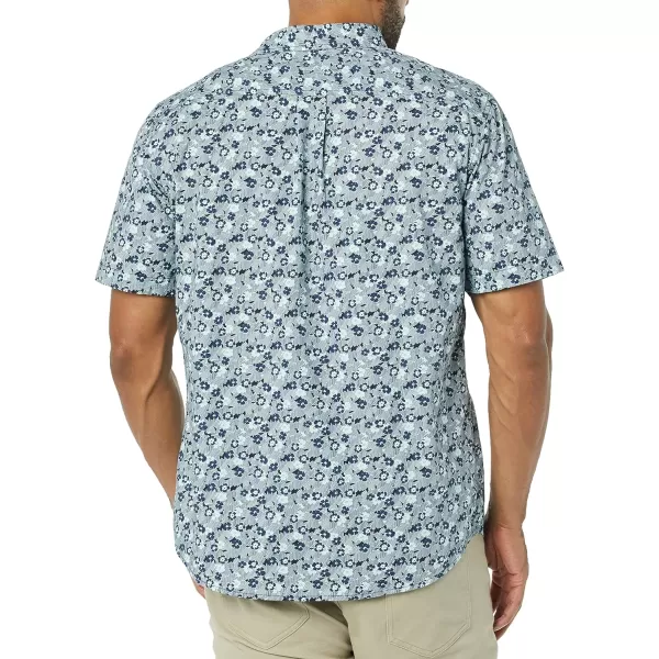 Amazon Essentials Mens SlimFit ShortSleeve Poplin ShirtBlue Floral