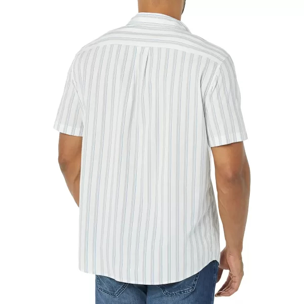 Amazon Essentials Mens SlimFit ShortSleeve Poplin ShirtBlue White Stripe