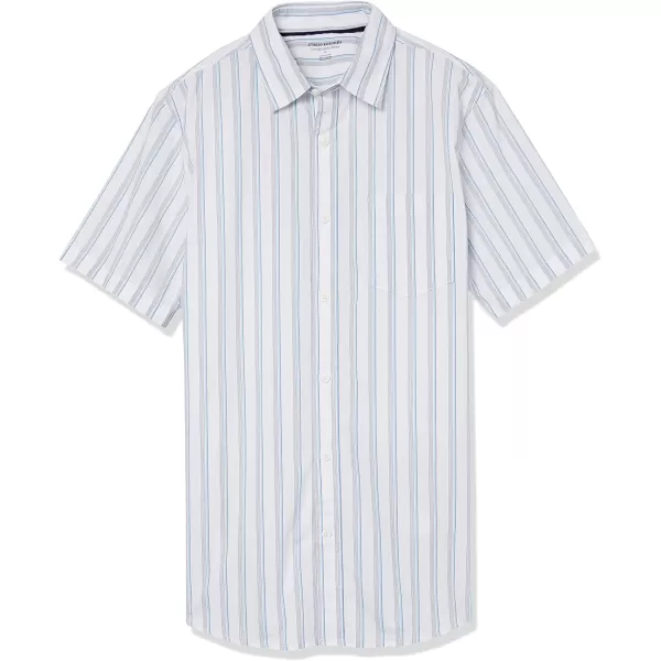 Amazon Essentials Mens SlimFit ShortSleeve Poplin ShirtBlue White Stripe