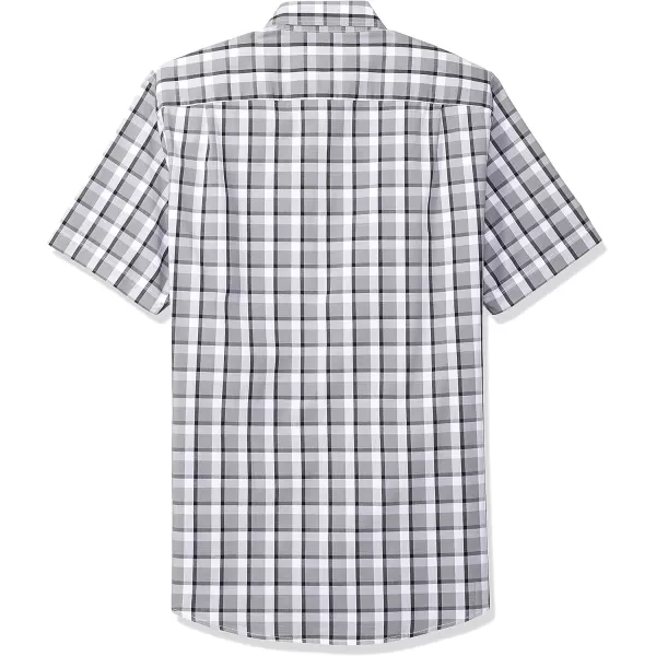 Amazon Essentials Mens SlimFit ShortSleeve Poplin ShirtGreyBlack Plaid