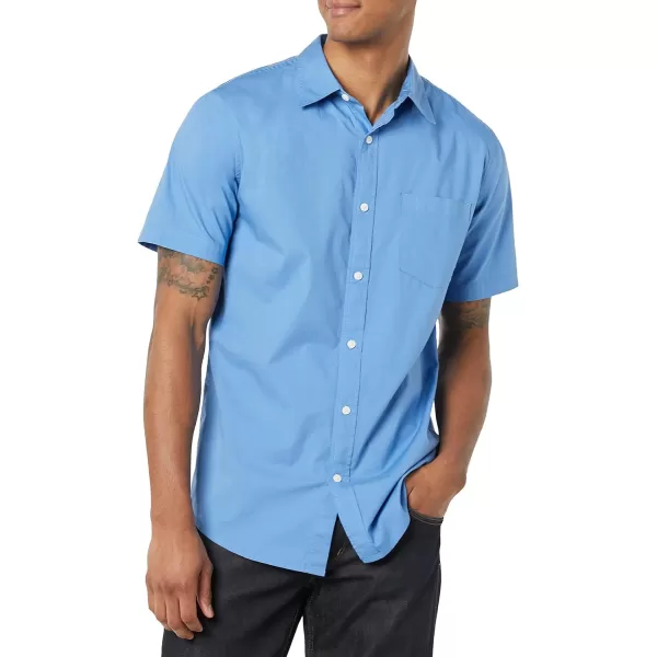 Amazon Essentials Mens SlimFit ShortSleeve Poplin ShirtLight Blue