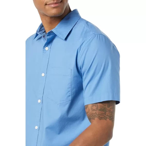 Amazon Essentials Mens SlimFit ShortSleeve Poplin ShirtLight Blue