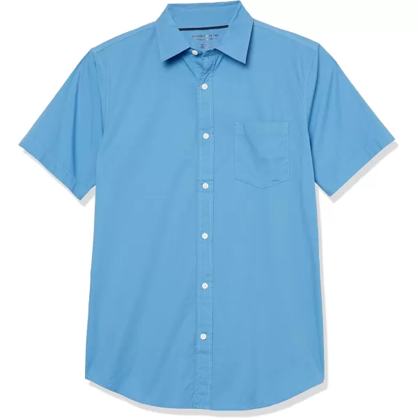 Amazon Essentials Mens SlimFit ShortSleeve Poplin ShirtLight Blue