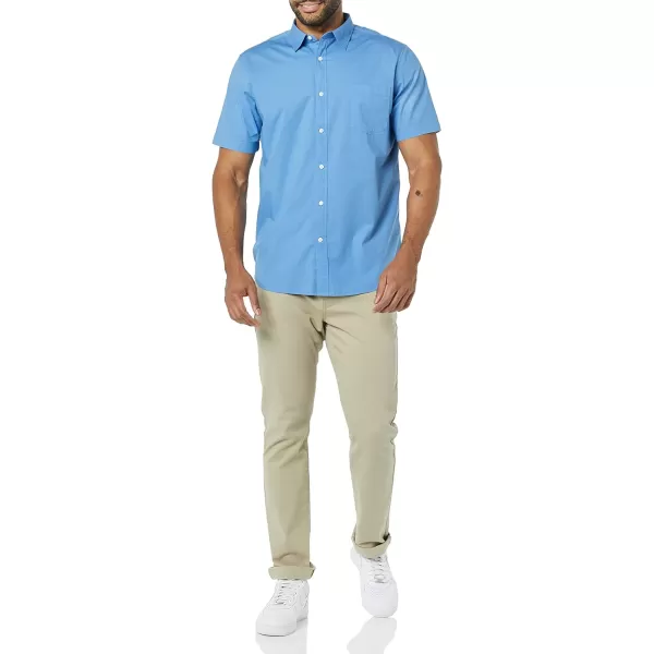 Amazon Essentials Mens SlimFit ShortSleeve Poplin ShirtLight Blue