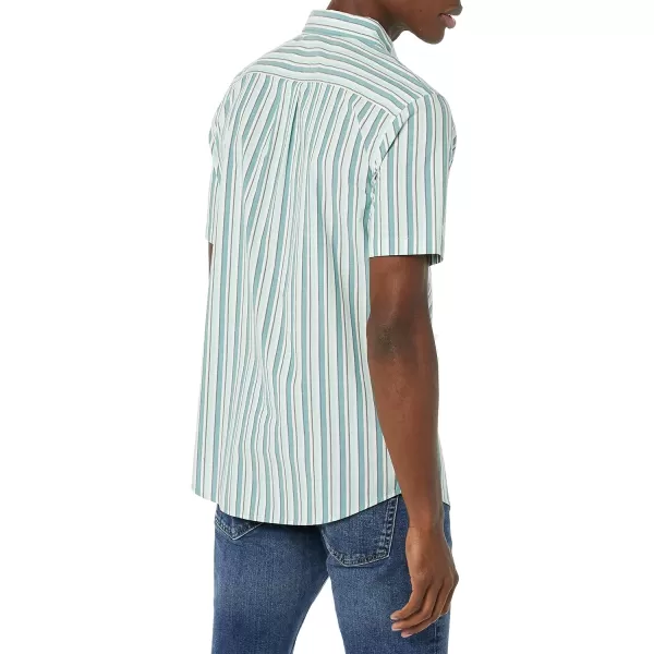 Amazon Essentials Mens SlimFit ShortSleeve Poplin ShirtMulticolor Stripe