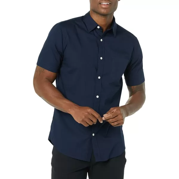 Amazon Essentials Mens SlimFit ShortSleeve Poplin ShirtNavy