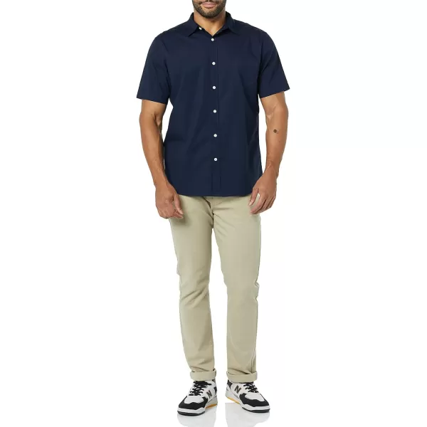 Amazon Essentials Mens SlimFit ShortSleeve Poplin ShirtNavy