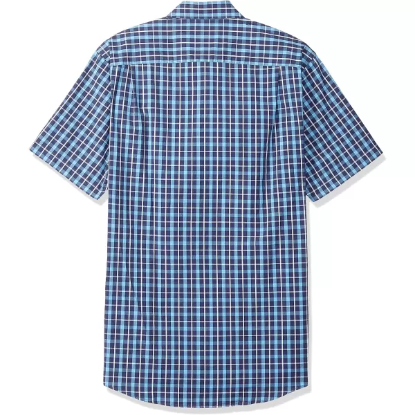 Amazon Essentials Mens SlimFit ShortSleeve Poplin ShirtNavy Plaid