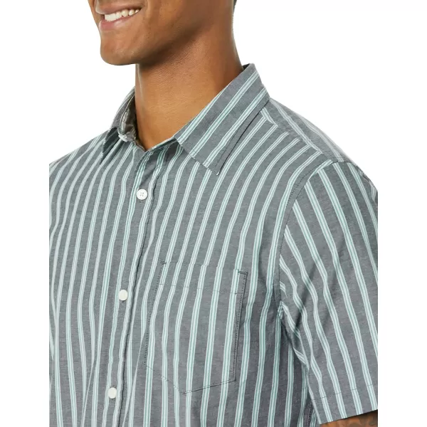 Amazon Essentials Mens SlimFit ShortSleeve Poplin ShirtNavy Stripe