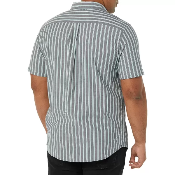 Amazon Essentials Mens SlimFit ShortSleeve Poplin ShirtNavy Stripe