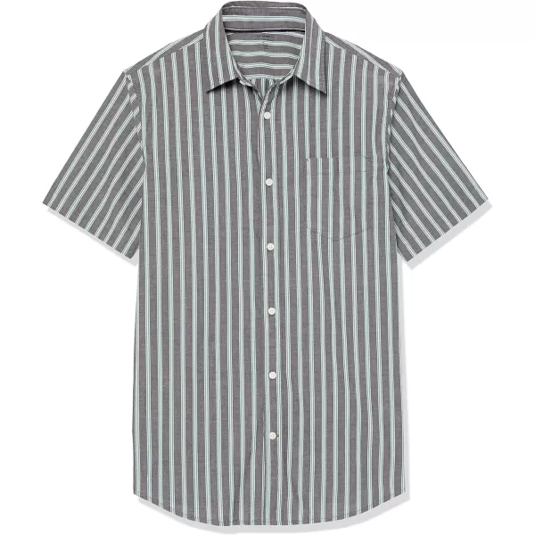 Amazon Essentials Mens SlimFit ShortSleeve Poplin ShirtNavy Stripe