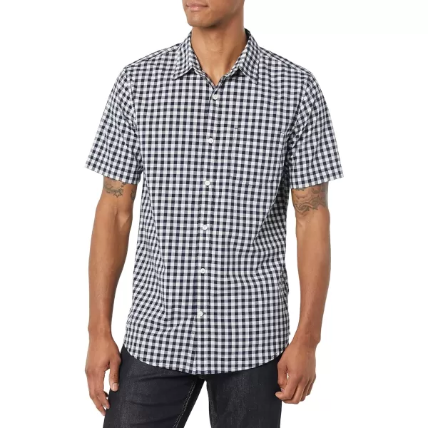 Amazon Essentials Mens SlimFit ShortSleeve Poplin ShirtNavy White Gingham