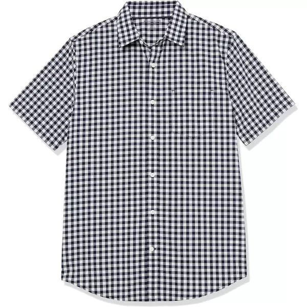 Amazon Essentials Mens SlimFit ShortSleeve Poplin ShirtNavy White Gingham