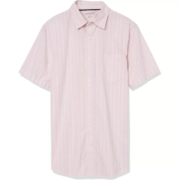 Amazon Essentials Mens SlimFit ShortSleeve Poplin ShirtPink Stripe