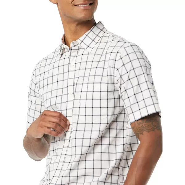 Amazon Essentials Mens SlimFit ShortSleeve Poplin ShirtPink White Buffalo Plaid