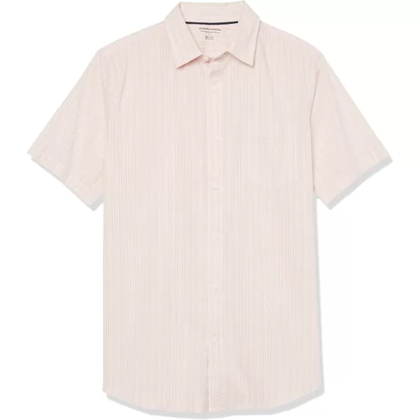 Amazon Essentials Mens SlimFit ShortSleeve Poplin ShirtPink White Stripe