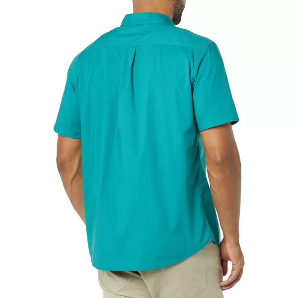 Amazon Essentials Mens SlimFit ShortSleeve Poplin ShirtTeal Blue