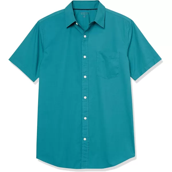 Amazon Essentials Mens SlimFit ShortSleeve Poplin ShirtTeal Blue