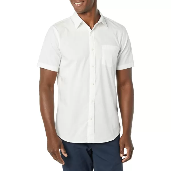 Amazon Essentials Mens SlimFit ShortSleeve Poplin ShirtWhite