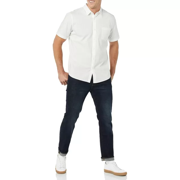 Amazon Essentials Mens SlimFit ShortSleeve Poplin ShirtWhite