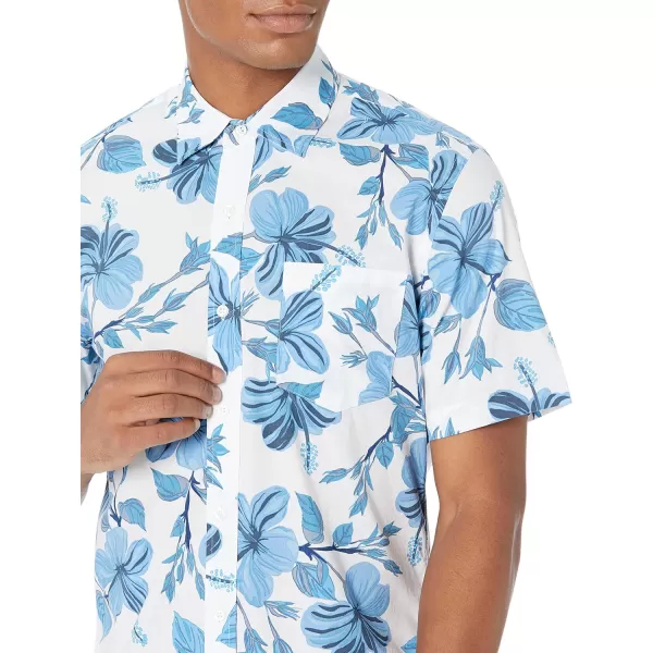 Amazon Essentials Mens SlimFit ShortSleeve Print ShirtBlue Floral Print