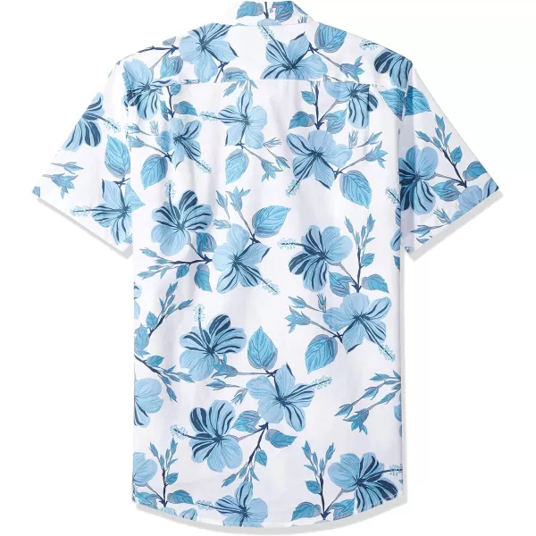 Amazon Essentials Mens SlimFit ShortSleeve Print ShirtBlue Floral Print